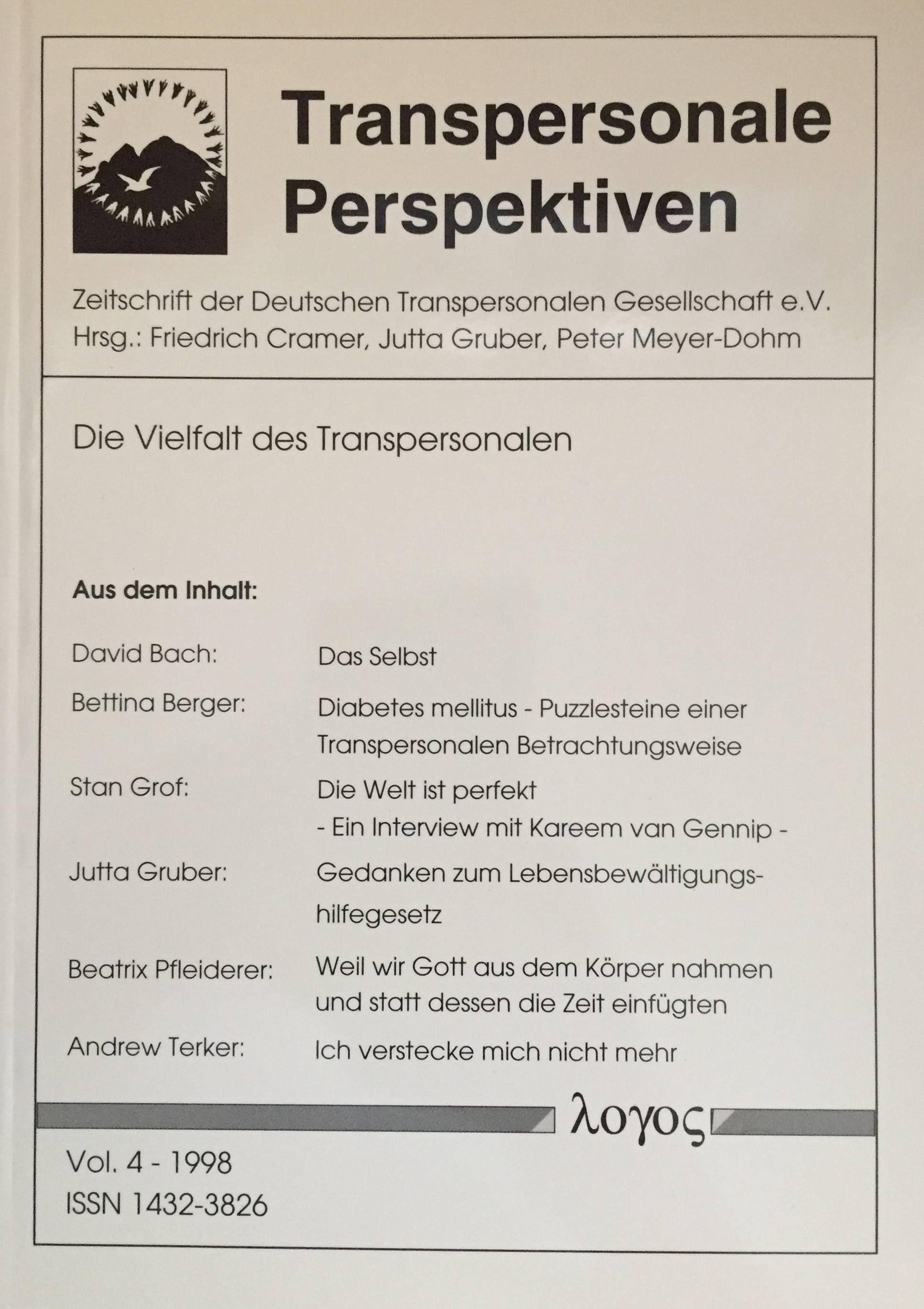 Transpersonale Perspektiven Volume 4/1998 Transpersonale Perspektiven Volume 4/1998